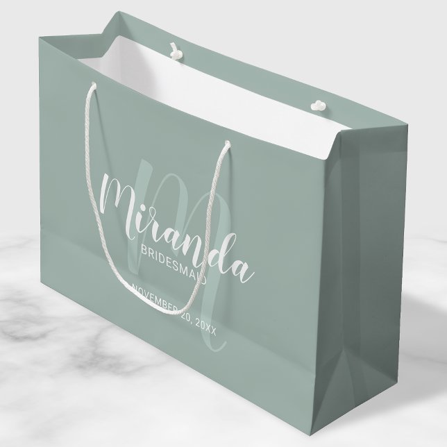 Sacola Para Presentes Grande Bridesmaids Personalizados de Script Moderno (Criador carregado)