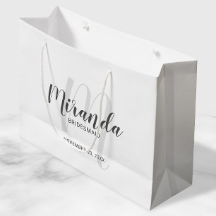 Sacola Para Presentes Grande Bridesmaids Personalizados de Script Moderno