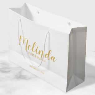 Sacola Para Presentes Grande Bridesmaids Personalizados Dourados de Script Mode