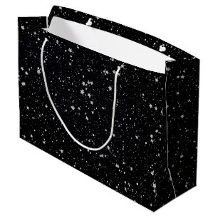 Sacola Para Presentes Grande Brilho Stars2 - Preto de prata
