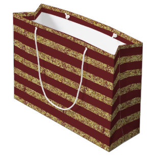Sacola Para Presentes Grande Brilho vermelho e Dourado do falso