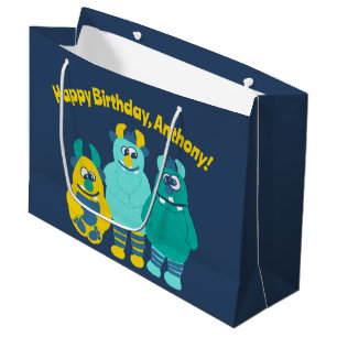 Sacola Para Presentes Grande Brincadeira, Monstros de Cartoon Boys Aniversário