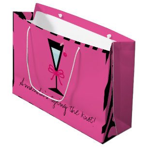 Sacola Para Presentes Grande Brincadeira personalizada, rosa e zebra negra