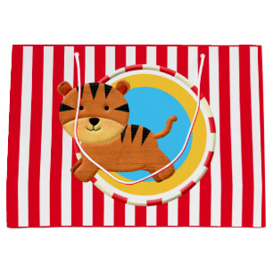Sacola Para Presentes Grande Brisas de tigre de caricatura para crianças de ci