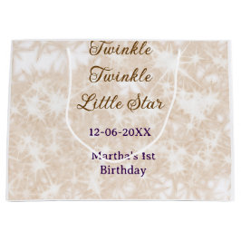 Sacola Para Presentes Grande Brown glitter twinkle twinkle little star birthday