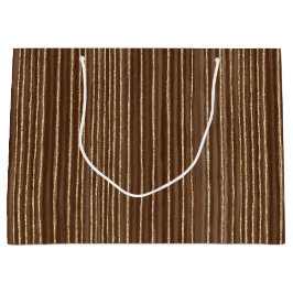 Sacola Para Presentes Grande Brown Gold Stripes Christmas