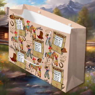 Sacola Para Presentes Grande Buckaroo Cowboy Queria Adicionar Nome e Descriçã