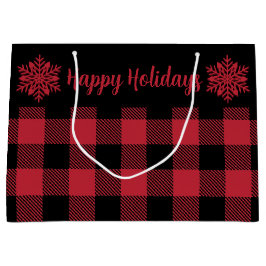 Sacola Para Presentes Grande Buffalo de Natal Cheque Vermelho SF Grande Saco do