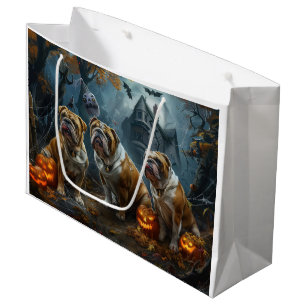 Sacola Para Presentes Grande Buldogue Halloween Night Doggy Delight