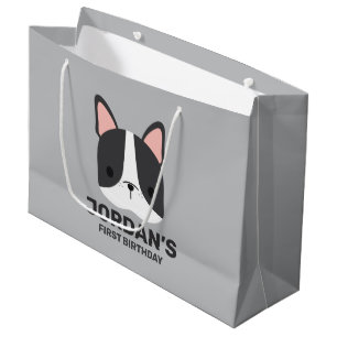 Sacola Para Presentes Grande Bulldog Francês Bonito com Nome Personalizado