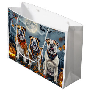 Sacola Para Presentes Grande Bulldog Halloween Spooky