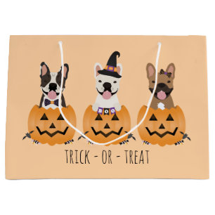 Sacola Para Presentes Grande Bulls Franceses Trick Ou Tratam Pumpkin