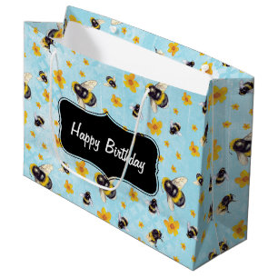 Sacola Para Presentes Grande Bumble Bee Personalizada Aniversário