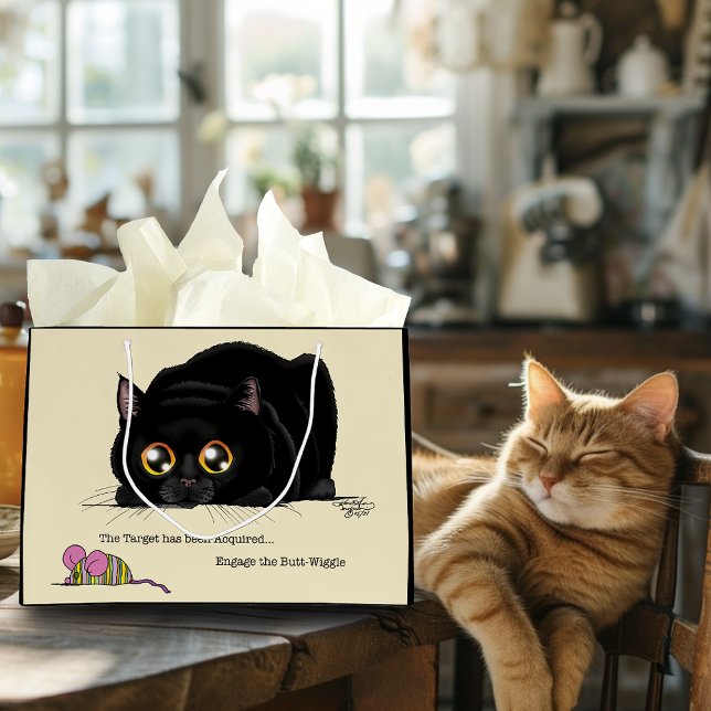 Sacola Para Presentes Grande Bumbum do gatinho traçado (Criador carregado)