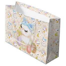 SACOLA PARA PRESENTES GRANDE BUNNHO LESTE DE ÁGUA CORTADA COM BASE DE OVOS