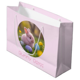 Sacola Para Presentes Grande Bunny Bliss-Fluffy Páscoa Coelhinha Rosa Grande Pr