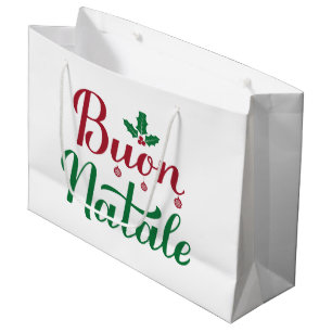 Sacola Para Presentes Grande Buon Natale Red e Green Christmas