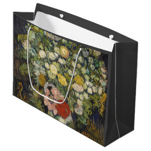 Sacola Para Presentes Grande Buquê Floral Impressionista Vintage Van Gogh