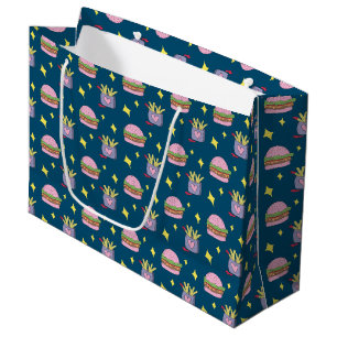 Sacola Para Presentes Grande Burger Rosa-Corte e Fritas - Padrão Grande para p