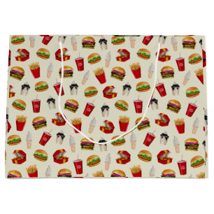 Sacola Para Presentes Grande Burgers de Comida rápida, Fries, Sundaes
