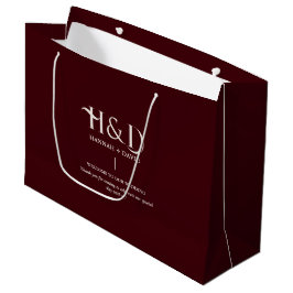 Sacola Para Presentes Grande Burgundy & Marfim Saco de Boas-Vindas de Casamento