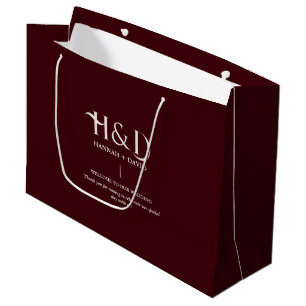 Sacola Para Presentes Grande Burgundy & Marfim Saco de Boas-Vindas de Casamento