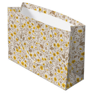 Sacola Para Presentes Grande Buttercups, amarelo e marrom