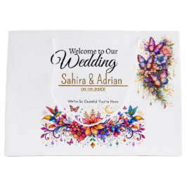 Sacola Para Presentes Grande Butterfly Floral Gift Bag -Customization Available