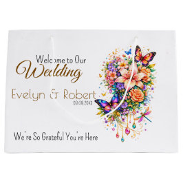 Sacola Para Presentes Grande Butterfly Floral Gift Bag -Customization Available