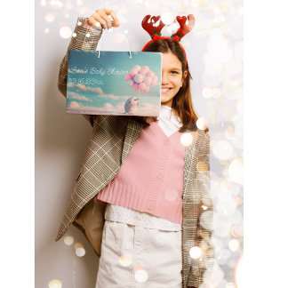 Sacola Para Presentes Grande Cabeça de ouriço bonita com balões de aniversário,