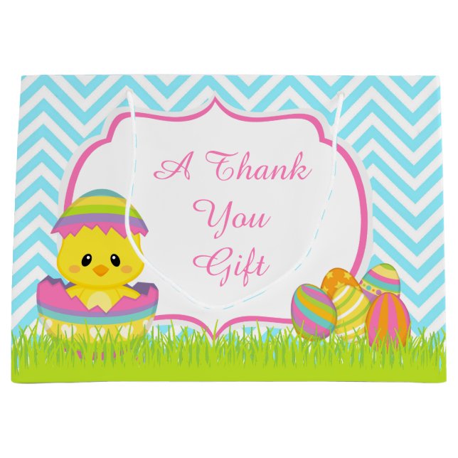 Sacola Para Presentes Grande Caçadores Azuis Bonitos Páscoa Coelho Páscoa Caça  (Frente)