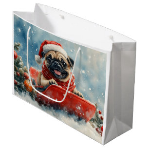 Sacola Para Presentes Grande Cachorro Cachorro com Lama Deixe nevar Natal