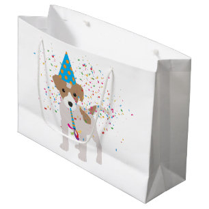 Sacola Para Presentes Grande Cachorro - Cachorro de animais tendo festa