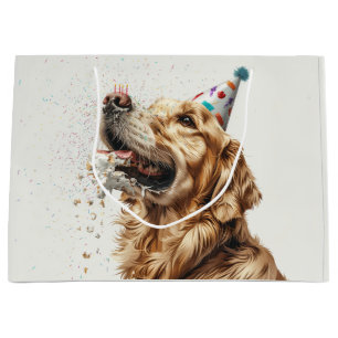 Sacola Para Presentes Grande Cachorro de Ouro de Aniversário