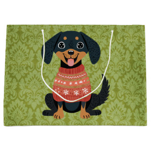 Sacola Para Presentes Grande Cachorro de Papais noeis de Dachshund de Natal