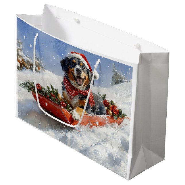 Sacola Para Presentes Grande Cachorro do Conhound Bluetick no Natal da Seiva (Frente inclinada)