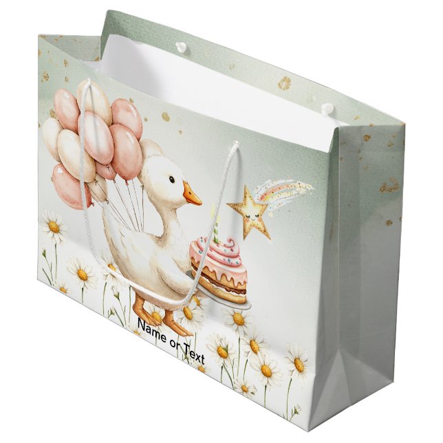 Sacola Para Presentes Grande Cachorro Festa de aniversário branco de ganso bran (Frente inclinada)