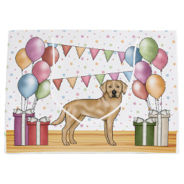 Sacola Para Presentes Grande Cachorro Labrador Retriever Amarelo Aniversário Co