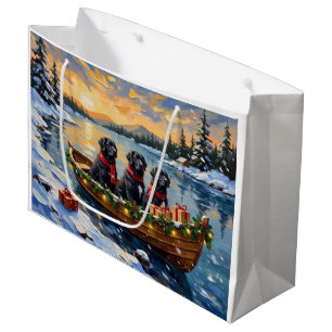 Sacola Para Presentes Grande Cachorro Newfoundland Natal Barco Férias