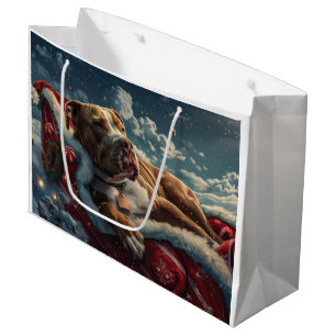 Sacola Para Presentes Grande Cachorro Pitbull Natal Festivo