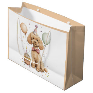 Sacola Para Presentes Grande Cachorro Poodle Padrão de Aniversário