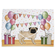 Cachorro Pug Cor Fawn Balões de Aniversário Colori