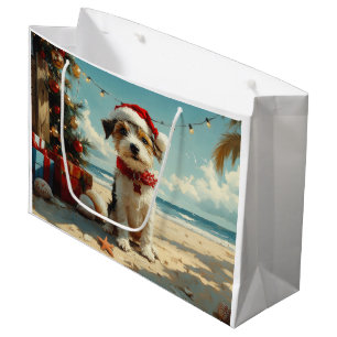 Sacola Para Presentes Grande Cachorro Wire Fox Terrier Natal Praia Vintage