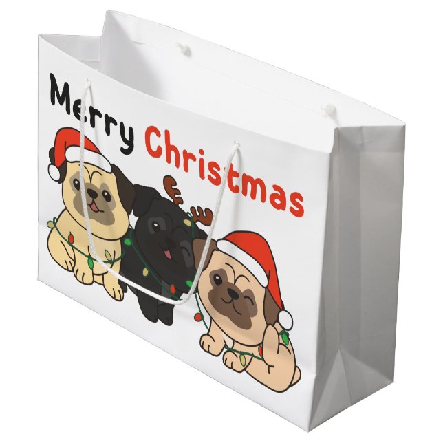 Sacola Para Presentes Grande Cachorros de Natal Cachorros Bons Feliz Natal La (Frente inclinada)