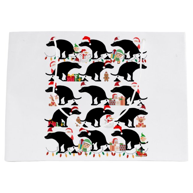 Sacola Para Presentes Grande Cachorros de Natal de Mal-Chato de Férias (Frente)
