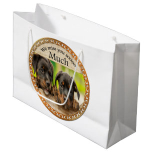 Sacola Para Presentes Grande Cachorros filhotes fofos Rottweiler preto com rost