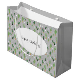 Sacola Para Presentes Grande Cacto Bonito com Padrão Monogramado