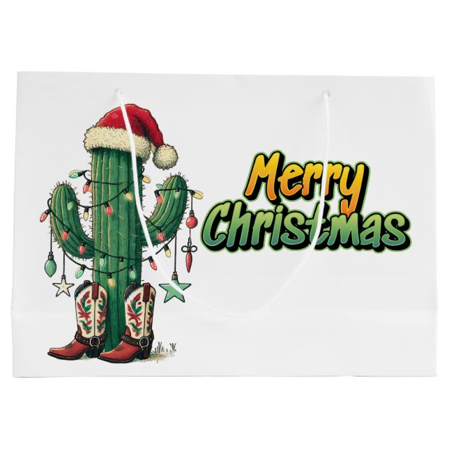 Sacola Para Presentes Grande Cacto de Natal  (Verso)