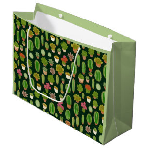 Sacola Para Presentes Grande Cactos e Succulent Wonderland