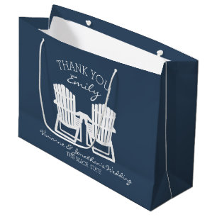 Sacola Para Presentes Grande Cadeiras Adirondack Azul Naval